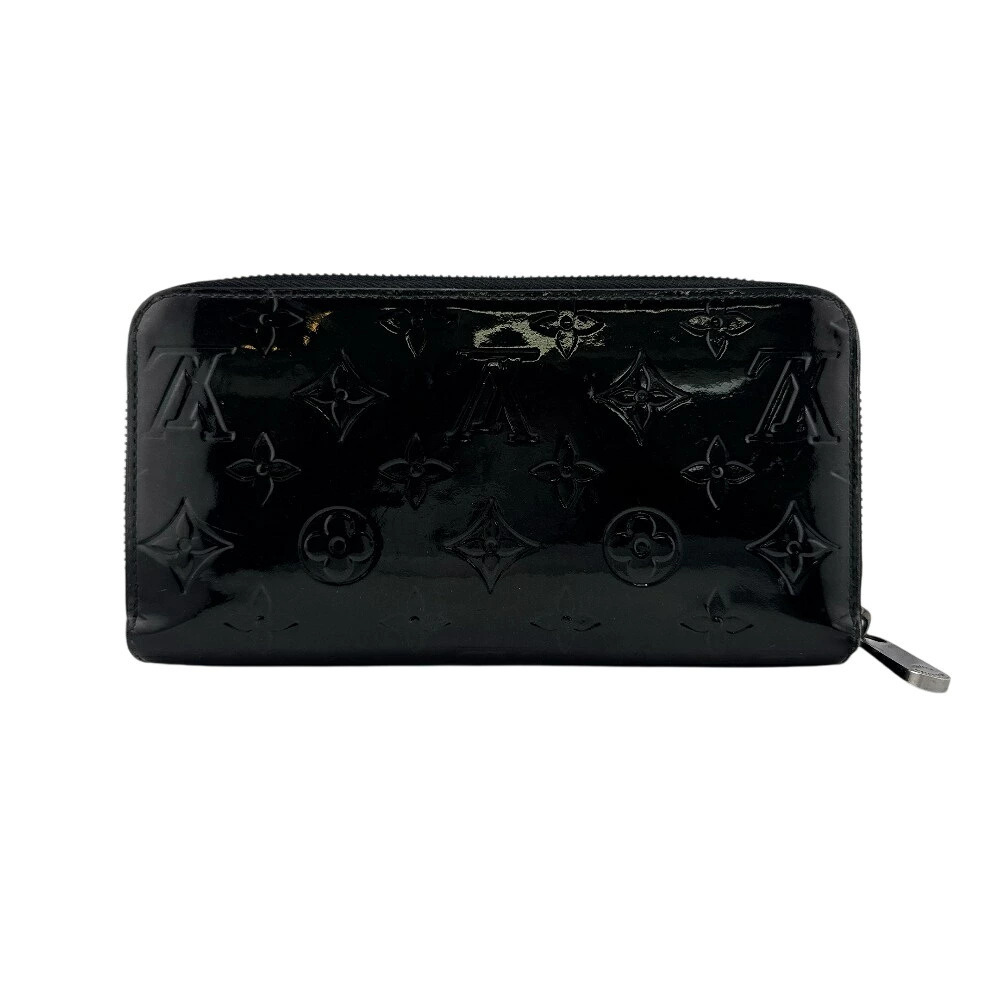 LOUIS VUITTON Round Zip Wallet Vernis Long Card Holder coin wallet Purse Black - Picture 3 of 4